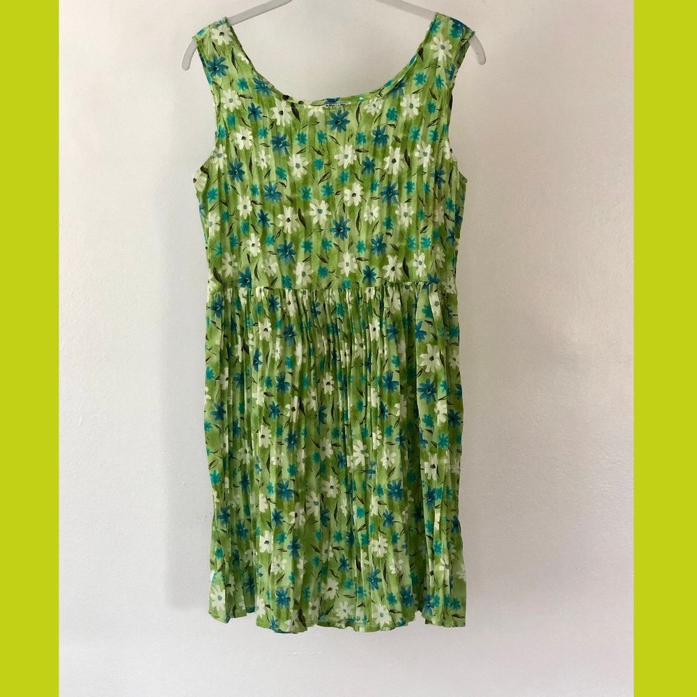 Vintage 90s La Belle Green Floral Dress